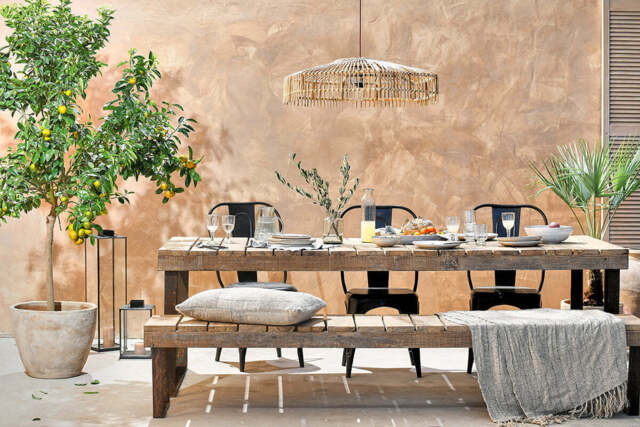 nkuku Oso Wooden Dining Table - Garden - Small - Reclaimed Wood & Iron