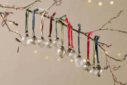 nkuku Dew Drop Baubles Set Of 12 - Christmas Decorations - Silver/Clear - 3 cm