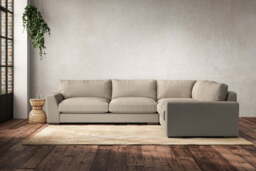 nkuku Guddu Large Right Hand Corner Sofa - Make To Order - Recycled Cotton Stone - No Colour