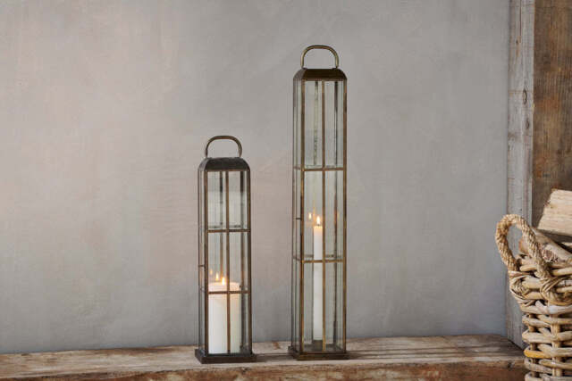 nkuku Vemula Lantern - Candles Holders & Lanterns - Small - Antique Brass