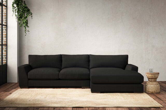 nkuku Guddu Right Hand Chaise Sofa - Make To Order - Medium - Brera Linen Charcoal