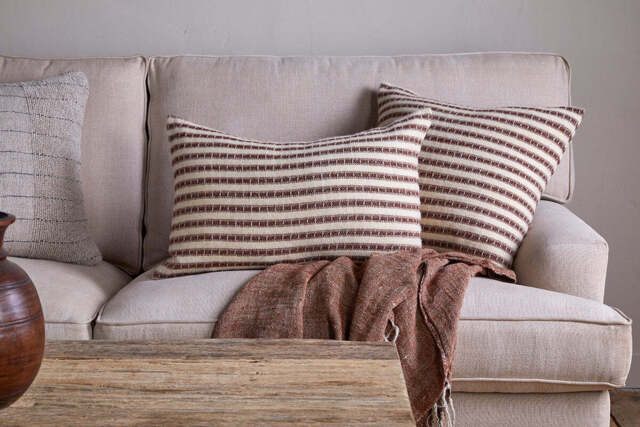 nkuku Sanval Wool Cushion Cover - Textiles - Burgundy - 50 x 50 cm