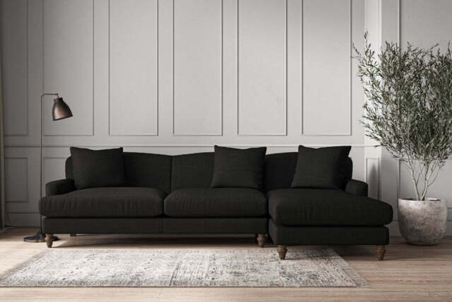 nkuku Deni Right Hand Chaise Sofa - Make To Order - Grand - Brera Linen Charcoal