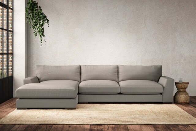 nkuku Guddu Left Hand Chaise Sofa - Make To Order - Large - Recycled Cotton Flax