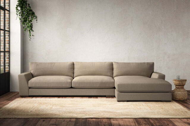 nkuku Guddu Right Hand Chaise Sofa - Make To Order - Grand - Brera Linen Pebble
