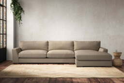 nkuku Guddu Right Hand Chaise Sofa - Make To Order - Grand - Brera Linen Pebble