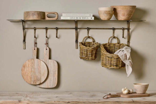nkuku Basti Iron Storage Shelf - Storage Furniture - One Size - Antique Brass