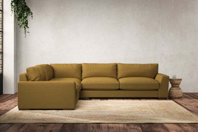 nkuku Guddu Large Left Hand Corner Sofa - Make To Order - Recycled Cotton Ochre - No Colour