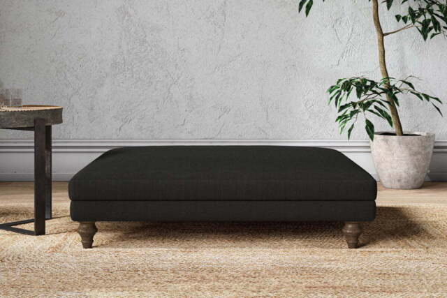 nkuku Marri Dining Footstool - Make To Order - Grand - Brera Linen Charcoal