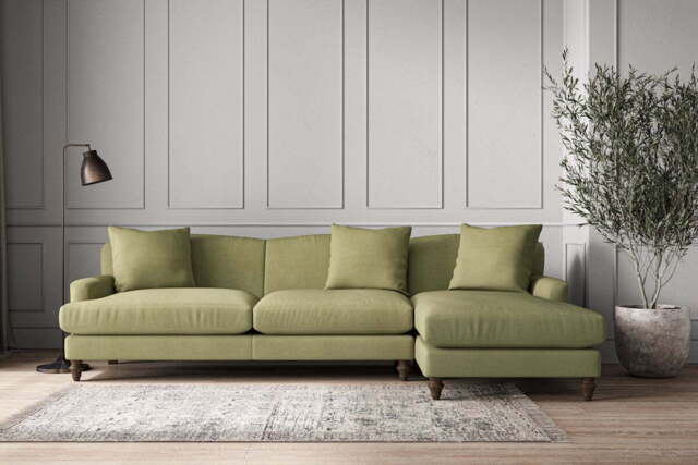 nkuku Deni Right Hand Chaise Sofa - Make To Order - Grand - Brera Linen Sage