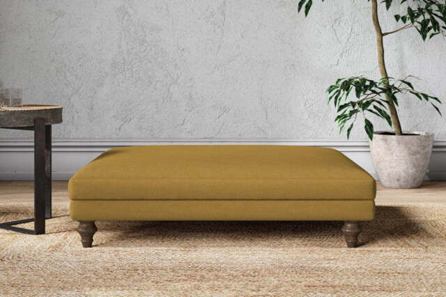 nkuku Marri Dining Footstool - Make To Order - Grand - Recycled Cotton Ochre