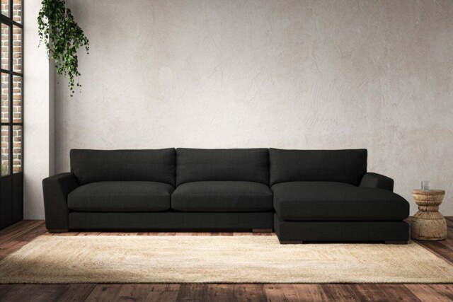 nkuku Guddu Right Hand Chaise Sofa - Make To Order - Grand - Brera Linen Charcoal