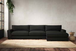 nkuku Guddu Right Hand Chaise Sofa - Make To Order - Grand - Brera Linen Charcoal