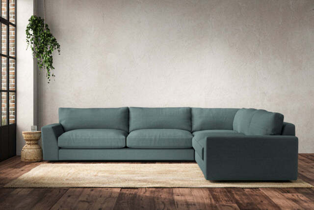 nkuku Guddu Right Hand Corner Sofa - Make To Order - Grand - Recycled Cotton Airforce