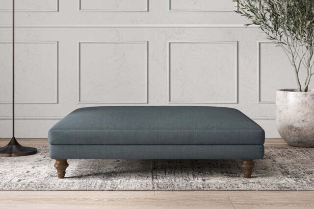 nkuku Deni Dining Footstool - Make To Order - Grand - Brera Linen Dusk