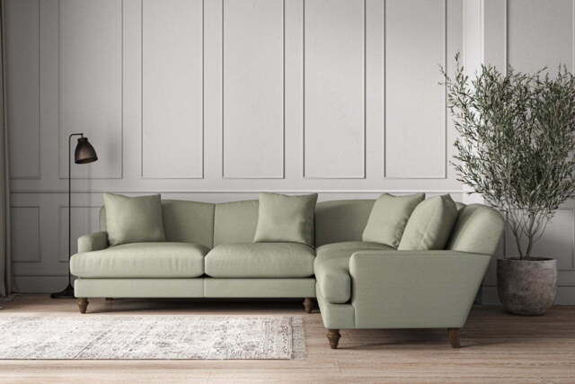 nkuku Deni Right Hand Corner Sofa - Make To Order - Super Grand - Recycled Cotton Seaspray