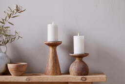 nkuku Omari Mango Wood Candlestick - Candles Holders & Lanterns - Large - Natural