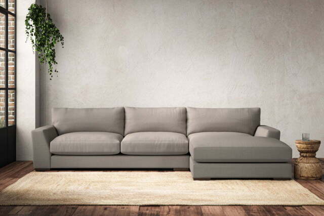 nkuku Guddu Right Hand Chaise Sofa - Make To Order - Large - Recycled Cotton Flax