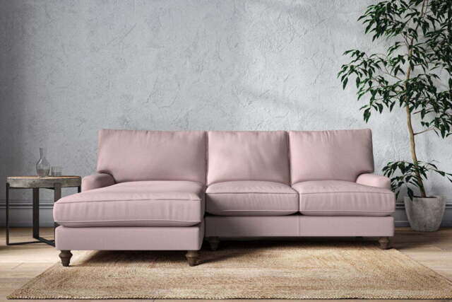 nkuku Marri Left Hand Chaise Sofa - Make To Order - Large - Recycled Cotton Lavender