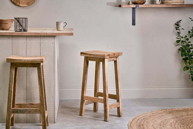 nkuku Ambi Wooden Dining Stool - Seating - Tall - Natural