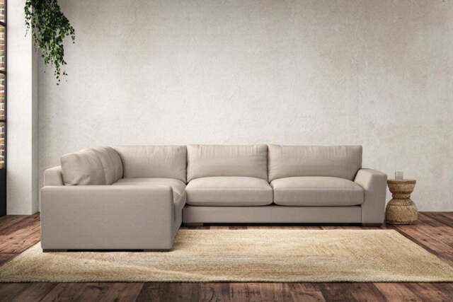 nkuku Guddu Left Hand Corner Sofa - Make To Order - Large - Recycled Cotton Natural