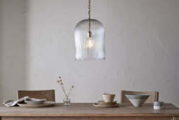 nkuku Lumina Fluted Recycled Glass Pendant - Lights - Large - Clear