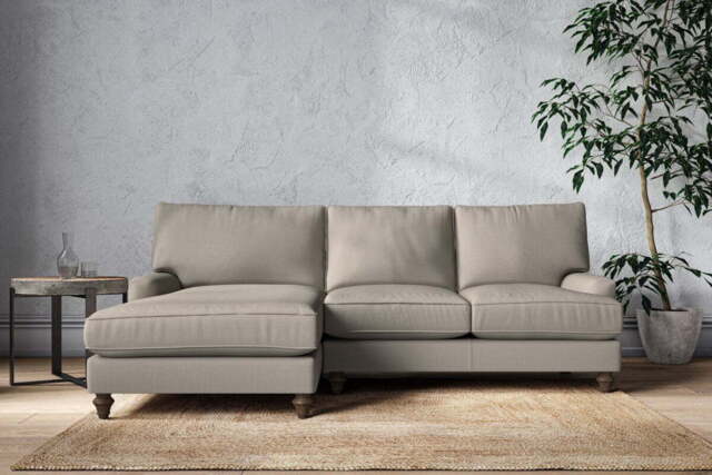 nkuku Marri Left Hand Chaise Sofa - Make To Order - Large - Recycled Cotton Flax