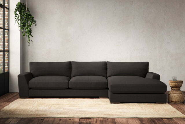 nkuku Guddu Right Hand Chaise Sofa - Make To Order - Large - Brera Linen Espresso