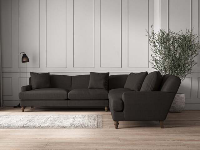nkuku Deni Corner Sofa - Make To Order - Grand - Brera Linen Espresso