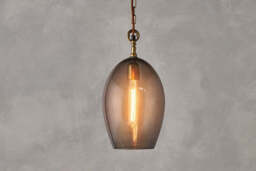 nkuku Otoro Recycled Glass Pendant Oval - Lights - Large Oval - Smoke