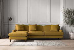 nkuku Deni Left Hand Chaise Sofa - Make To Order - Grand - Recycled Cotton Ochre
