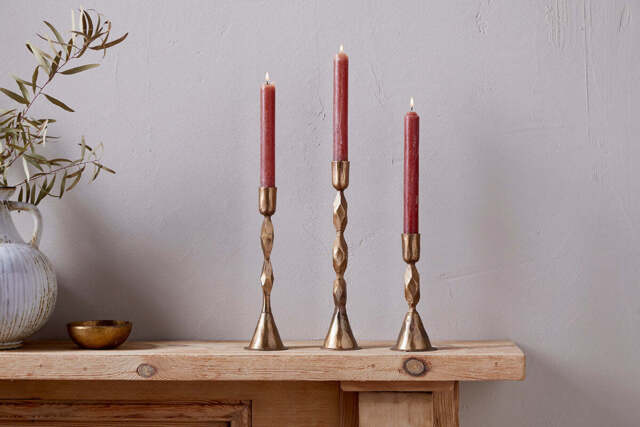 nkuku Shani Candlestick - Candles Holders & Lanterns - Medium - Antique Brass