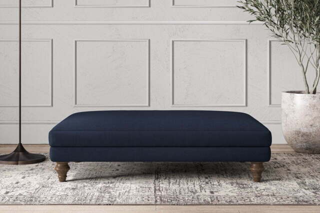 nkuku Deni Dining Footstool - Make To Order - Large - Brera Linen Indigo