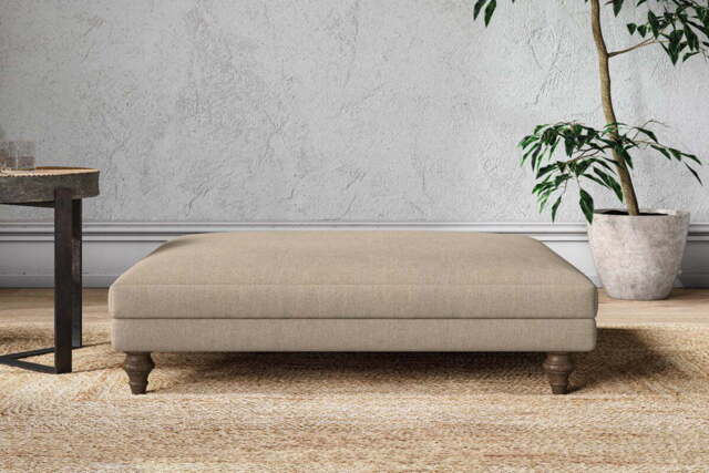 nkuku Marri Dining Footstool - Make To Order - Grand - Brera Linen Pebble