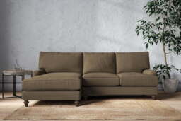 nkuku Marri Large Left Hand Chaise Sofa - Make To Order - Brera Linen Chesnut - Recycled Cotton Teal