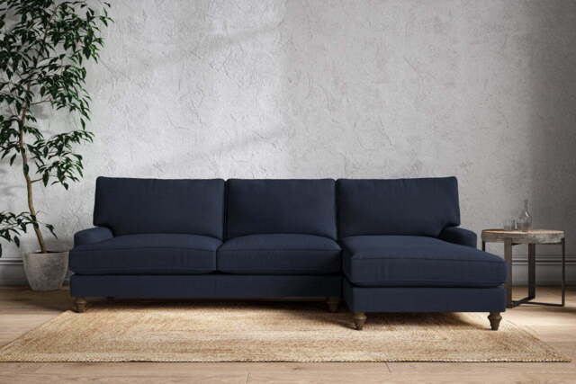 nkuku Marri Right Hand Chaise Sofa - Make To Order - Grand - Brera Linen Indigo
