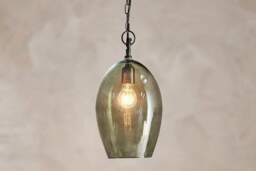 nkuku Otoro Recycled Glass Pendant Oval - Lights - Large Oval - Green Smoke