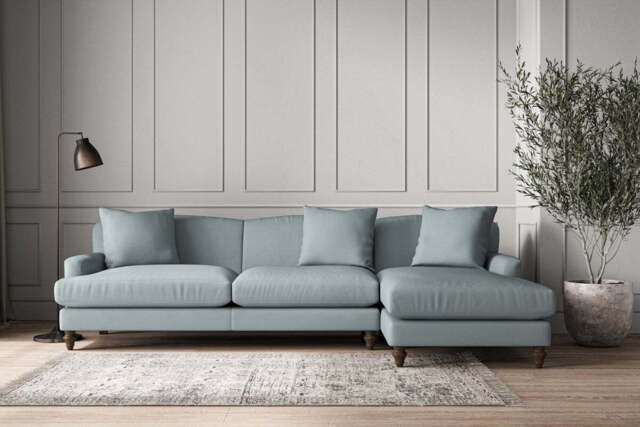 nkuku Deni Right Hand Chaise Sofa - Make To Order - Grand - Recycled Cotton Horizon