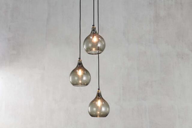 nkuku Ziva Recycled Glass Cluster Pendant - Lights - One Size - Green Smoke