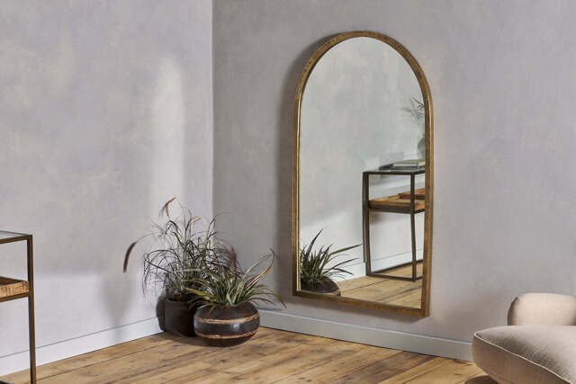 nkuku Murwara Full Length Arched Mirror - Mirrors - One Size - Antique Brass