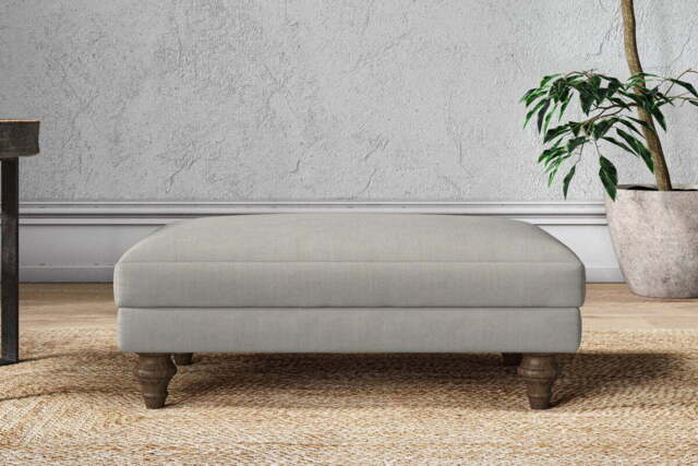nkuku Marri Dining Footstool - Make To Order - Medium - Brera Linen Smoke