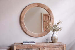 nkuku Vivan Grooved Wood Mirror - Mirrors - One Size - Natural