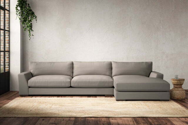 nkuku Guddu Right Hand Chaise Sofa - Make To Order - Grand - Recycled Cotton Flax