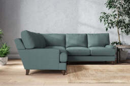 nkuku Marri Large Corner Sofa - Make To Order - Recycled Cotton Teal - Recycled Cotton Airforce