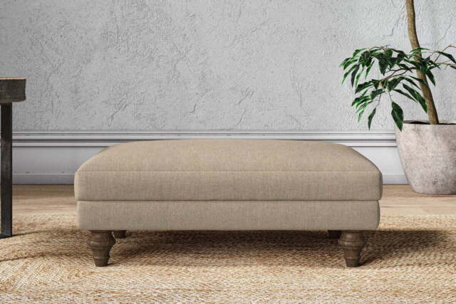 nkuku Marri Dining Footstool - Make To Order - Medium - Brera Linen Pebble