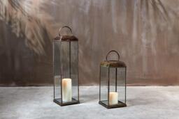 nkuku Kaso Lantern - Candles Holders & Lanterns - Large - Aged Antique Brass