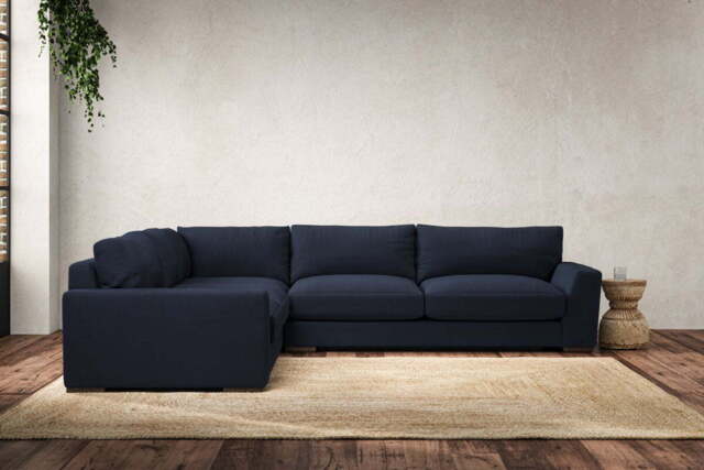 nkuku Guddu Large Left Hand Corner Sofa - Make To Order - Brera Linen Indigo - No Colour
