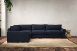 nkuku Guddu Large Left Hand Corner Sofa - Make To Order - Brera Linen Indigo - No Colour