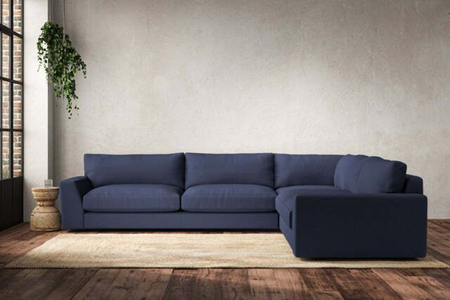nkuku Guddu Right Hand Corner Sofa - Make To Order - Grand - Recycled Cotton Navy