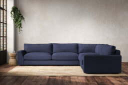 nkuku Guddu Right Hand Corner Sofa - Make To Order - Grand - Recycled Cotton Navy